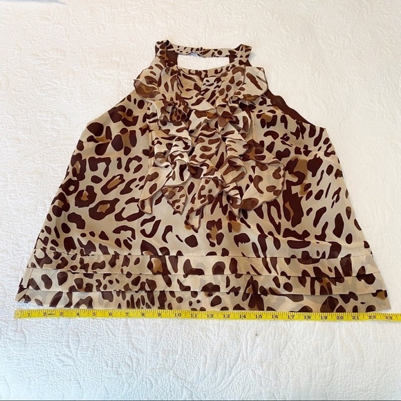 Willi Smith Ruffle Front Leopard Halter Top - L - Picture 9 of 15